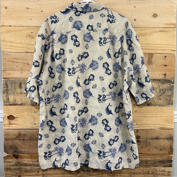 Columbia Aloha Shirt Mens XL Short Sleeve Linen Blend Button Up Hawaiian - Picture 2 of 8